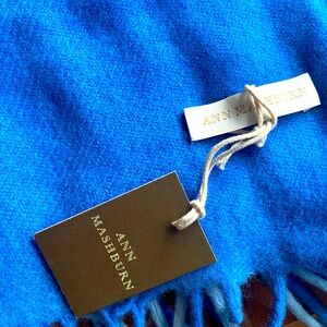 NWT Ann Mashburn Two-Toned Blue Brushed Cashmere Twill Scarf